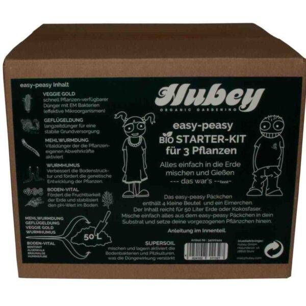 Nachhaltig verpacktes Hubey Easy‑Peasy Starter Kit für organisches Gärtnern